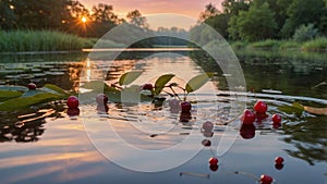 Romantic Sunset River Cherries