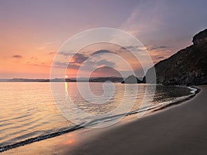 Serene Sunset, Polkerris Beach, Cornwall photo