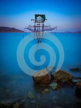 A serene sunset view of Songkhla lake location in Thailand