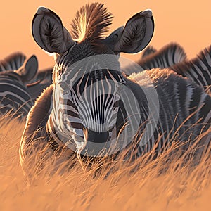 Serene Sunset: Zebras in the Wild