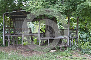 Serene tranquil hut playhouse in a wood wilderness