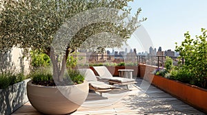 serene tree in planter