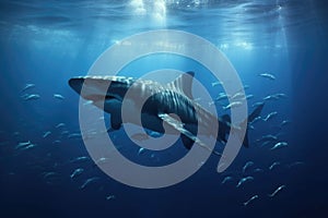 serene underwater scene of whale shark feeding