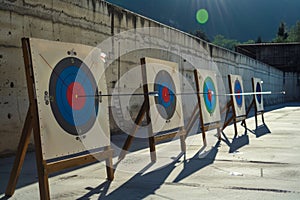 Empty Olympic Archery Range with Targets