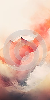 Serene Volcano: Abstract Watercolor Wallpaper In Orangered