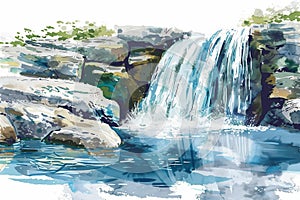 Serene Waterfall Cascading