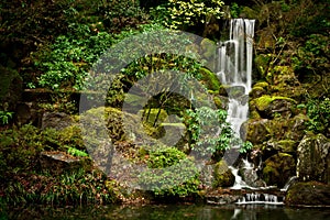 Serene Waterfall at the Portland Japanese Garden