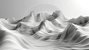 Serene waves in a monochrome 3D landscape.