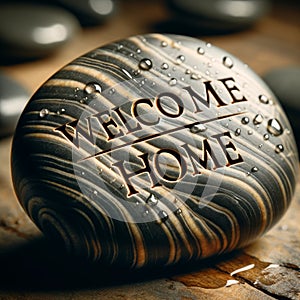 Serene Welcome Home Inscription on Watery Stone