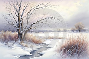 Serene Winter Landscape - Pastel Painting