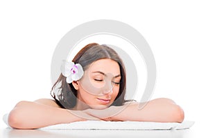 Serene woman enjoying a spa