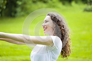 Serene Woman Relaxing At The Park