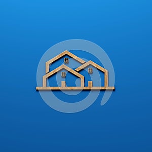 Serene wood texture houses logo on a comforting blue background