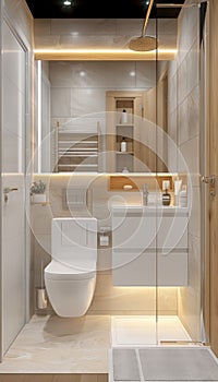 Serenely functional zen minimalist bathroom design for a tranquil and efficient space