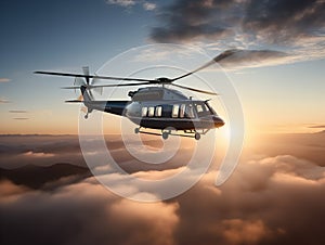 Serenity Above Clouds in Sikorsky S-76 Helicopter