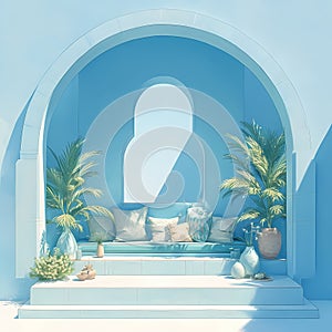 Serenity Awaits: An Inviting Blue Courtyard Patio