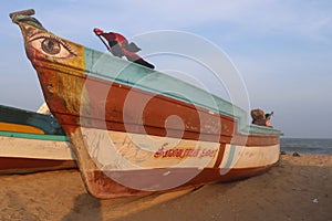 Serenity Beach - Colorful fishing boat - Pondicherry tourism - India holiday destination - beach vacation