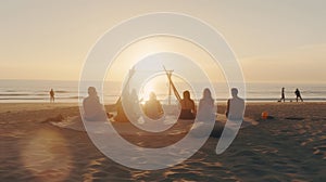 Serenity on the Beach: A Group Yoga Practice at Sunset