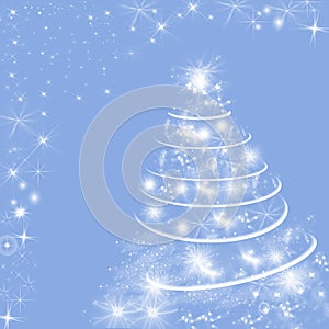 Serenity (blue) colored winter holidays background with Christmas tree