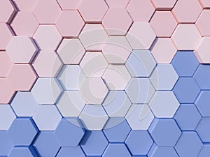 Serenity Blue and Rose Quartz abstract 3d hexagon background