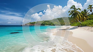 Serenity on a Caribbean Beach. Generative AI