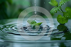 Serenity in a Droplet: Harnessing Nature\'s Pulse for Clean Energy. Concept Clean Energy, Nature,