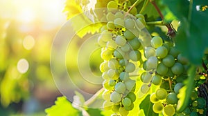 Serenity of Sun-Kissed Green Wine Grapes: A Captivating  View