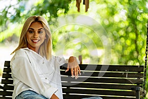 Serenity in Sunshine: Blonde Model\'s Blissful Day on Country Farm