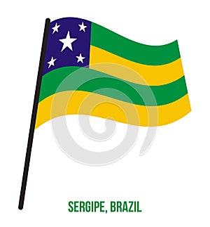 Sergipe Flag Waving Vector Illustration on White Background. States Flag of Brazil