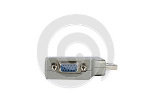 Serial COM Port USB Adapter isolated on white