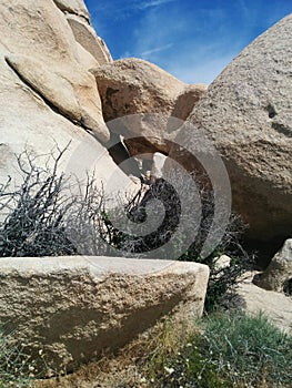 Series of balanced rocks creates tunnel