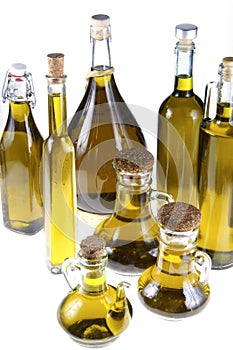 Series of bottles of olive oil