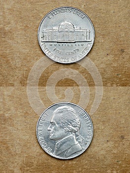 From series: coins of world. America. FIVE CENTS.