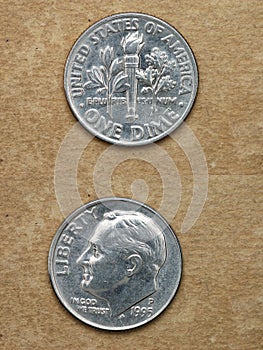 From series: coins of world. America. ONE DIME. photo