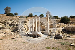 A series of columns in Amathus ancient city archaeological site in Limassol