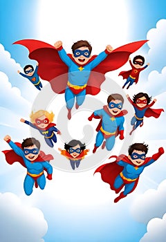 a series of comic book children characters including the superheroes
