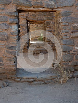 Series of Doorways with Wooden Lintels at Aztec Ruins National Monument in Aztec, New Mexico