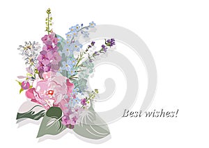 Series of greeting backgrounds with summer and spring flowers for wedding decoration, Valentine`s Day, sales and other events