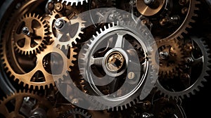 A series of interconnected gears powering a larger mechanism, highlighting the concept of linkage in creating functional systems