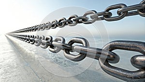 A series of intertwined chains representing a strong defense system signifying the role of quantumresistant encryption