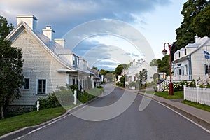 Series of old traditional houses along the Chemin Royal in the quaint village of St-Jean, Island of Orleans