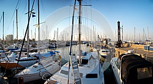 Series of panoramic images from the harbor with ya