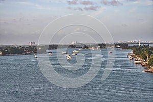 A series of photos of a cruise ship as it leaves the Port of Miami Cruise Terminal Florida