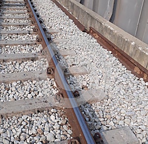 A series of railways on top of split stones,