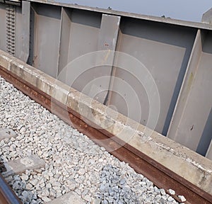 A series of railways on top of split stones,