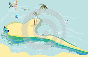 Series of relax summer backgrounds with sunlight and sea beach.