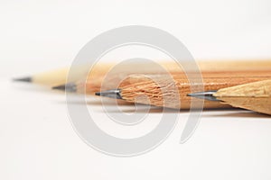 Pencils. White background.