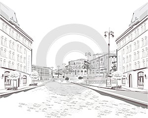 Series of sketches of beautiful old city views photo
