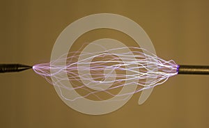 A series of spark electric discharges. . photo