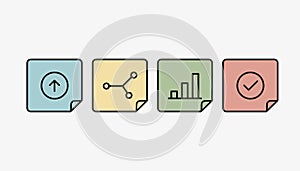 A series of sticky notes on a wall each representing different hypotheses and results from a sequence of AB tests